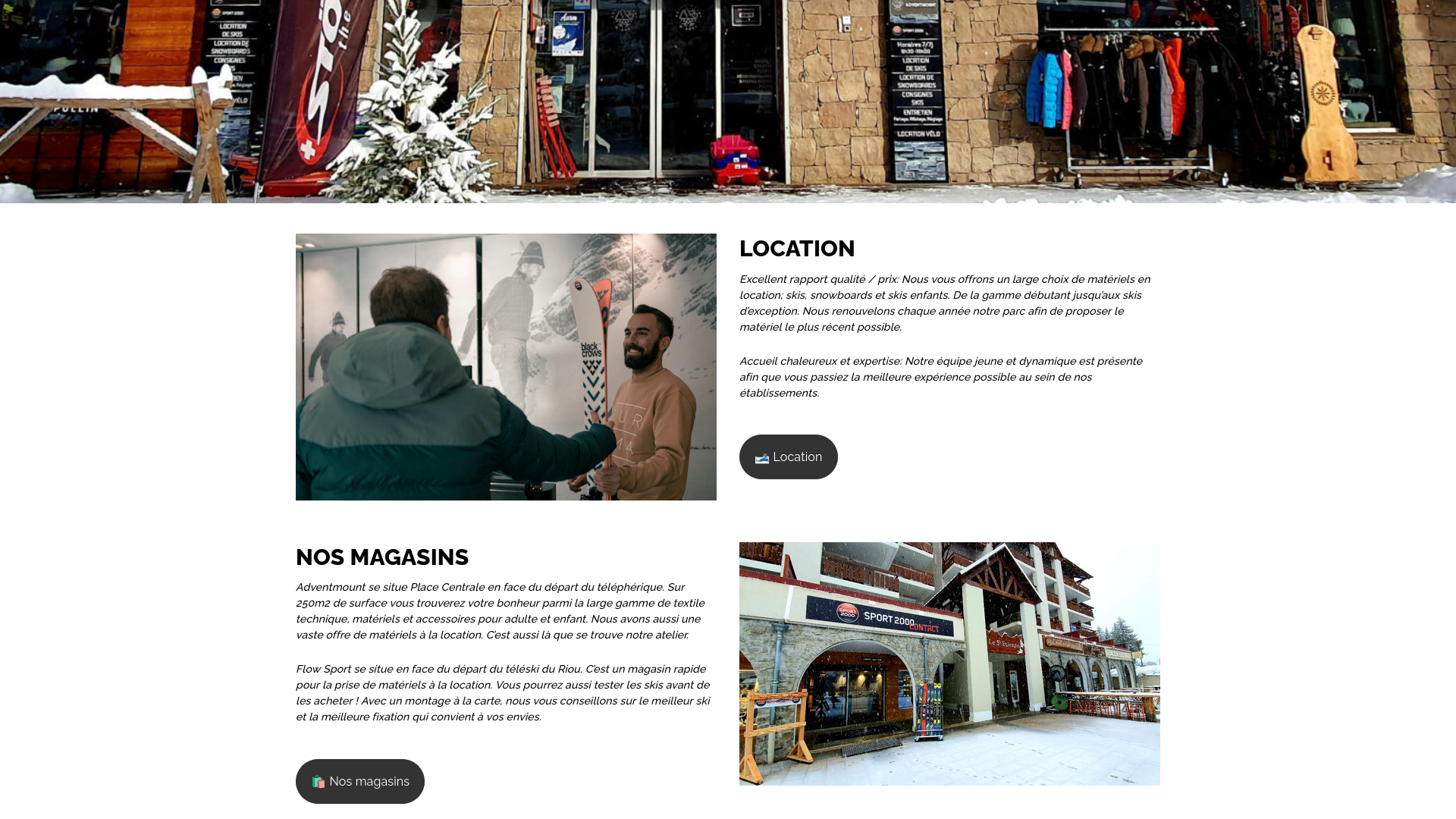 Capture d'écran d'un site réalisé